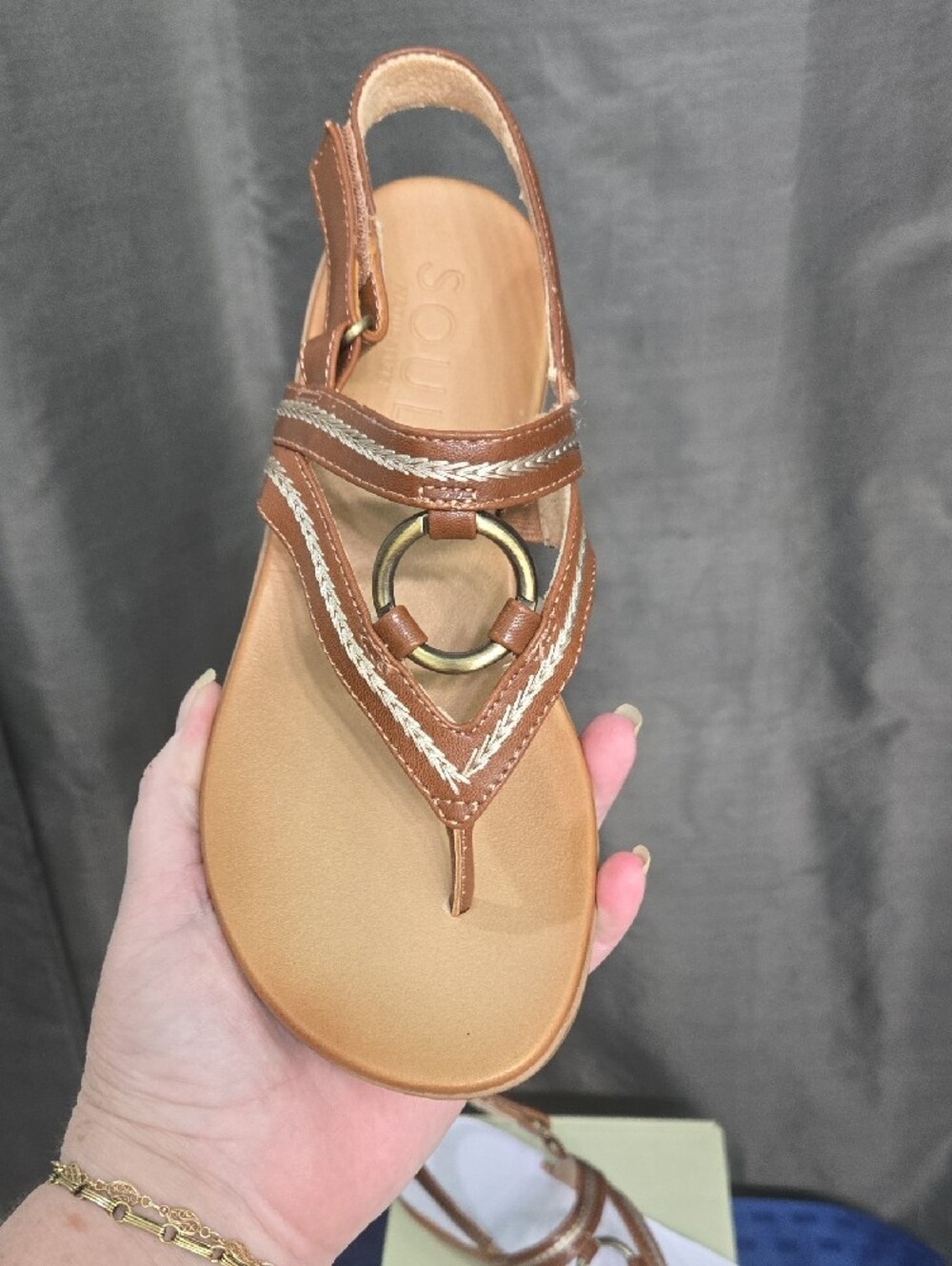 SOUL Naturalizer Women's Brown Tan Braided T-Strap Slingback Sandals - Picture 9 of 14